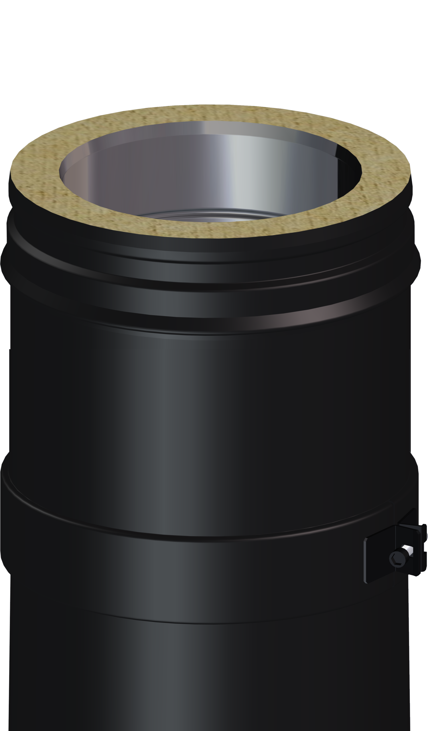 100mm/4" Twin Wall Short Adjustable Length Flue Pipe - Matt Black