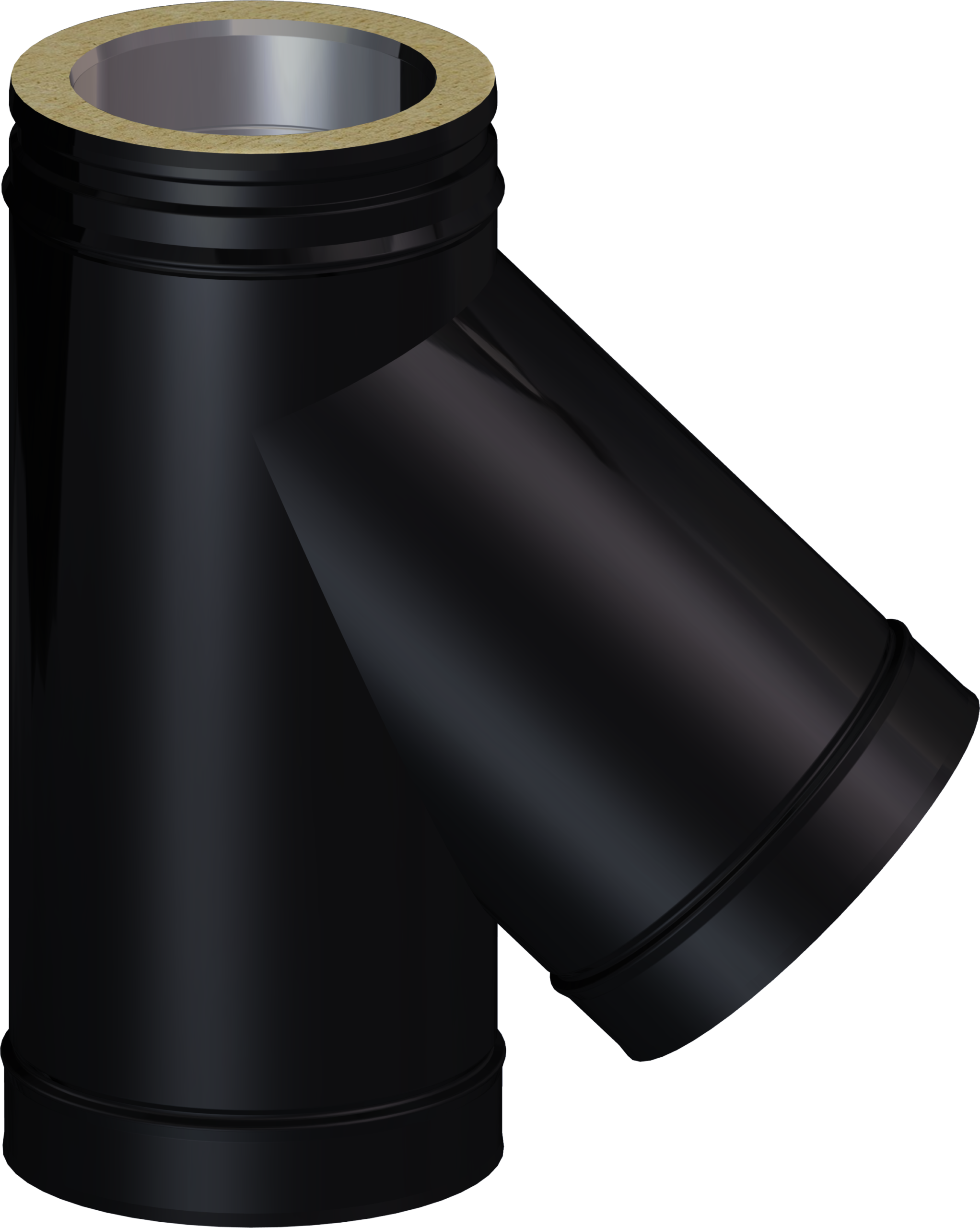 130mm/5"  Twin Wall 45 Degree Tee - Matt Black