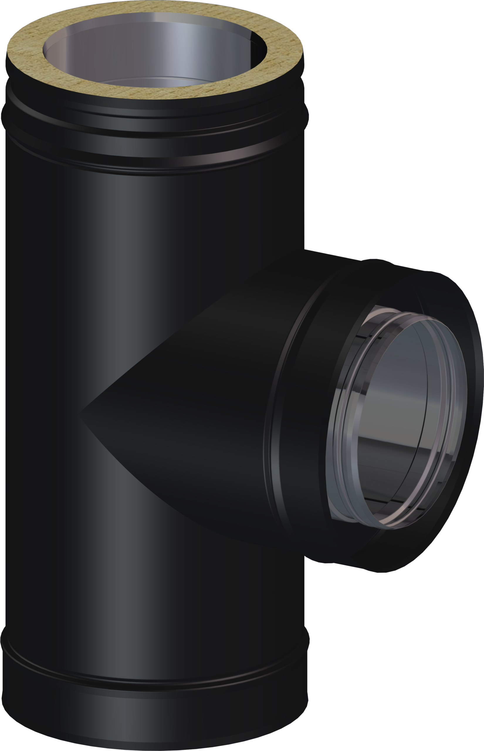 130mm/5"  Twin Wall 90 Degree Tee - Matt Black