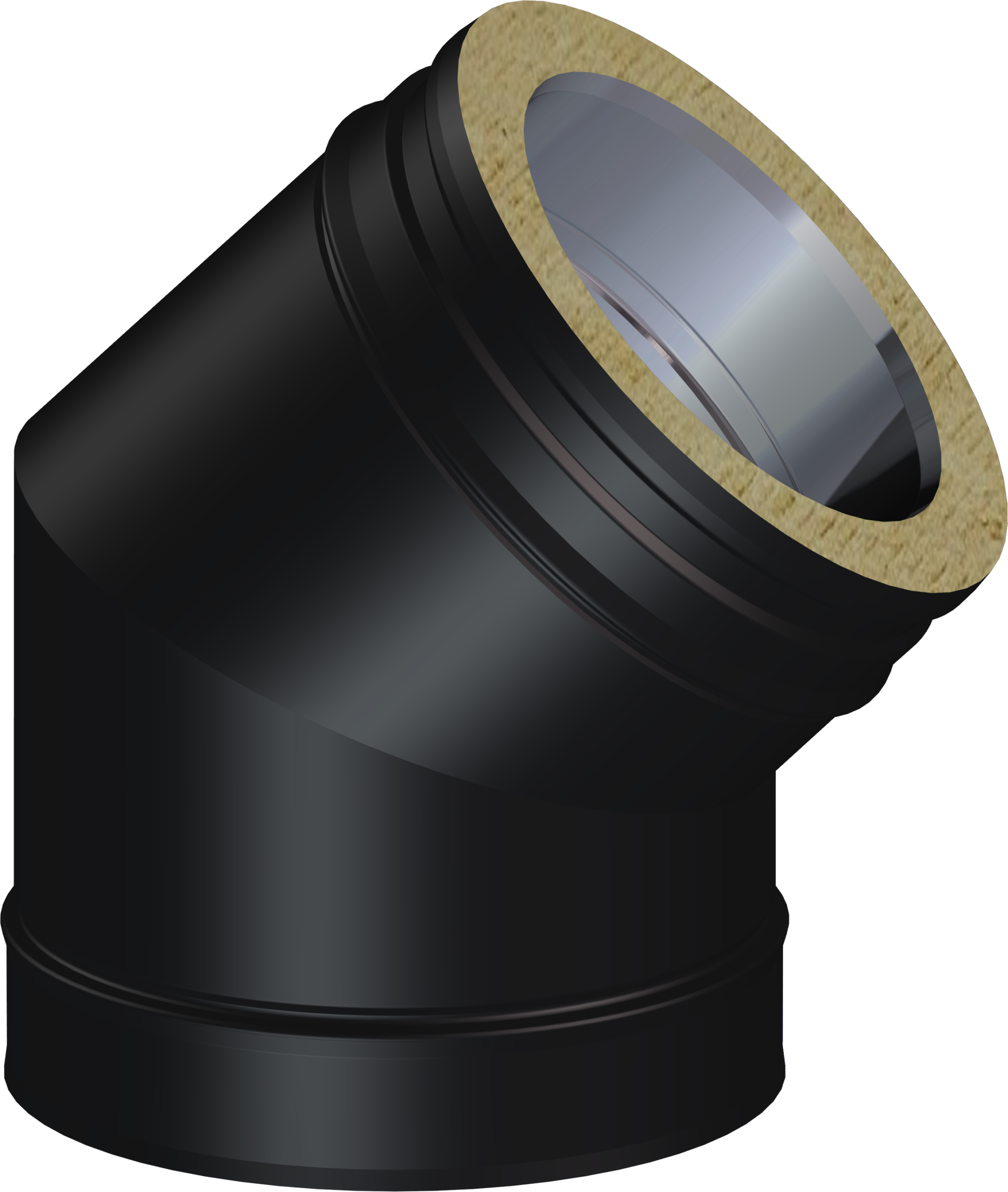 100mm/4" Twin Wall 45° Elbow - Matt Black