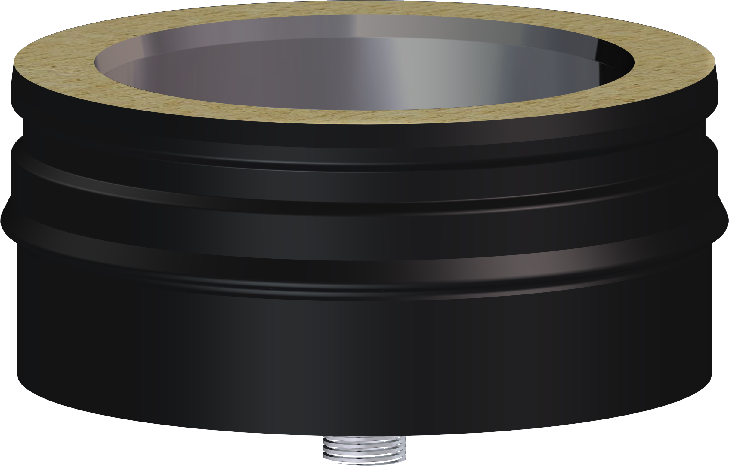 130mm/5"  Twin Wall Tee Cap With Drain - Matt Black
